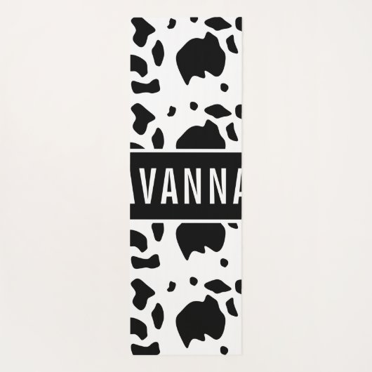 Fun Custom Name Holstein Koe Animal Print Patroon Yogamat (Achterkant)
