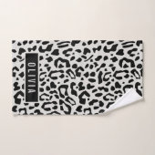 Fun Custom Name Snow Leopard Animal Print Patroon Bad Handdoek (Handdoek)