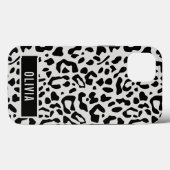 Fun Custom Name Snow Leopard Animal Print Patroon Case-Mate iPhone Case (Achterkant (horizontaal))