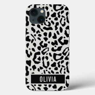 Fun Custom Name Snow Leopard Animal Print Patroon Case-Mate iPhone Case
