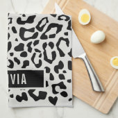 Fun Custom Name Snow Leopard Animal Print Patroon Theedoek (Quarter Fold)