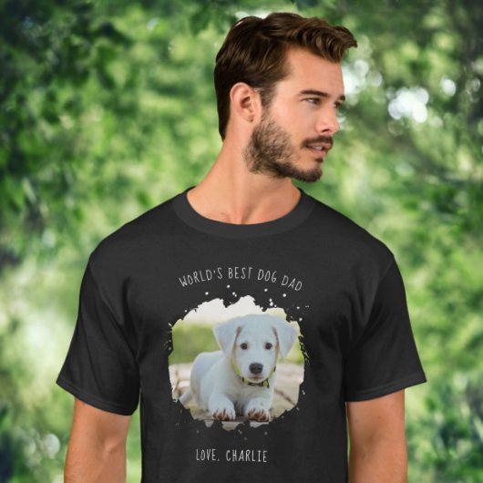 Fun Custom Pet Photo Splash World's Best Dog Dad T-shirt