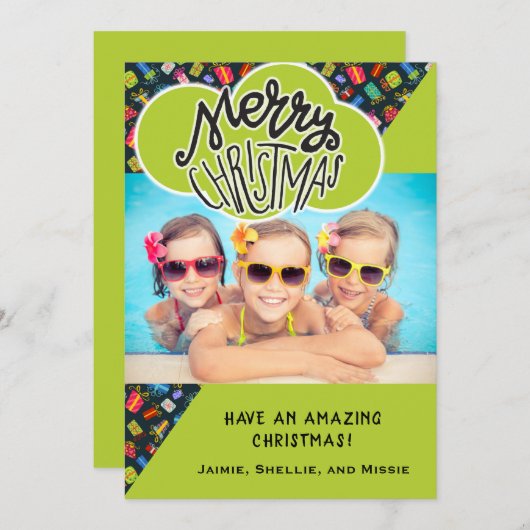 Fun Custom Photo Children's Kerstmis Feestdagenkaart (Voorkant / Achterkant)