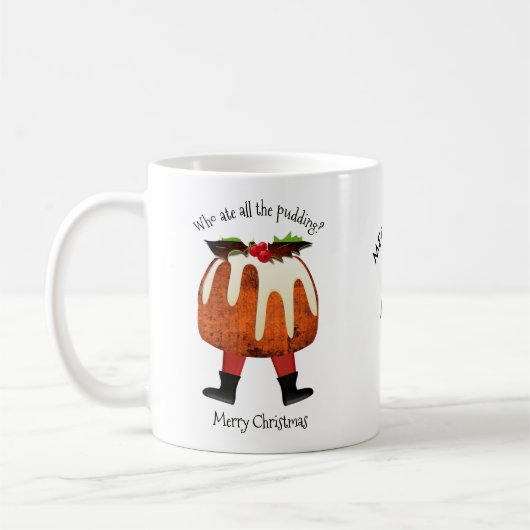 Fun Custom Pudding Merry-kerstmonogram Koffiemok (Links)