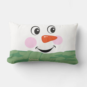 Fun Custom Snowman met Green Scarf Lumbar Pillow Kussen
