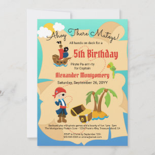 Fun Custom Treasure Map Pirate Boy Birthday Party Kaart