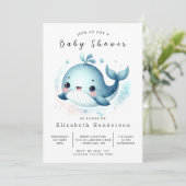 Fun Custom Whale Baby shower Kaart (Staand voorkant)