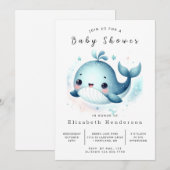 Fun Custom Whale Baby shower Kaart (Voorkant / Achterkant)