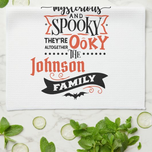 Fun Cute Add Name Spooky Halloween Kitchen Towel Theedoek (Gevouwen)