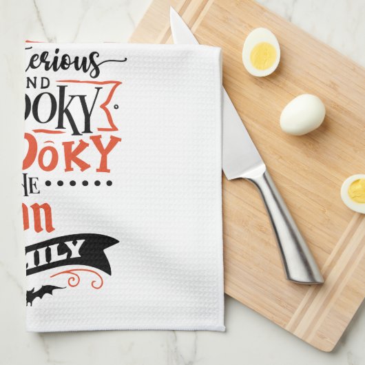 Fun Cute Add Name Spooky Halloween Kitchen Towel Theedoek (Quarter Fold)