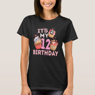 Fun Cute Animal Cupcake is mijn twaalfde verjaarda T-shirt