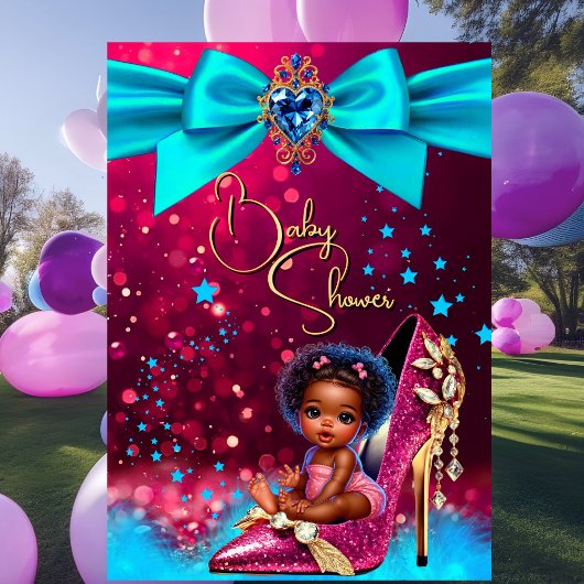 Fun Cute Baby Shower Girl Pink Blue Baby Shoe Kaart