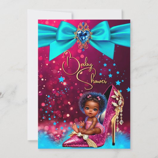 Fun Cute Baby Shower Girl Pink Blue Baby Shoe Kaart (Voorkant)