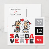 Fun Cute Bride Groom Save the Date Briefkaarten (Voorkant / Achterkant)