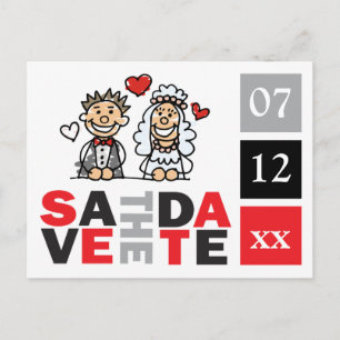 Fun Cute Bride Groom Save the Date Briefkaarten
