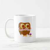 Fun Cute Cartoon Bacon Mustache Owl Koffiemok (Links)