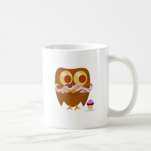 Fun Cute Cartoon Bacon Mustache Owl Koffiemok