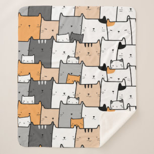 Fun Cute Cat Kitten Pet Animals Cartoon Art Sherpa Deken