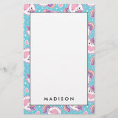 Fun Cute Chubby Kitschy Unicorn Kat Briefpapier (Voorkant)