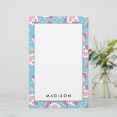 Fun Cute Chubby Kitschy Unicorn Kat Briefpapier (Staand voorkant)