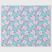 Fun Cute Chubby Kitschy Unicorn Kat Cadeaupapier (Vlak)