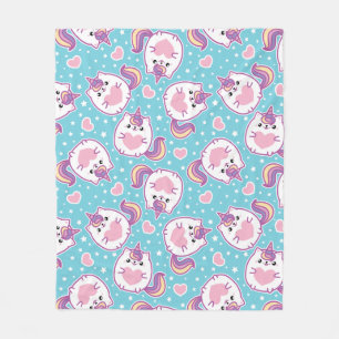 Fun Cute Chubby Kitschy Unicorn Kat Fleece Deken