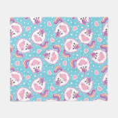 Fun Cute Chubby Kitschy Unicorn Kat Fleece Deken (Voorkant (Horizontaal))