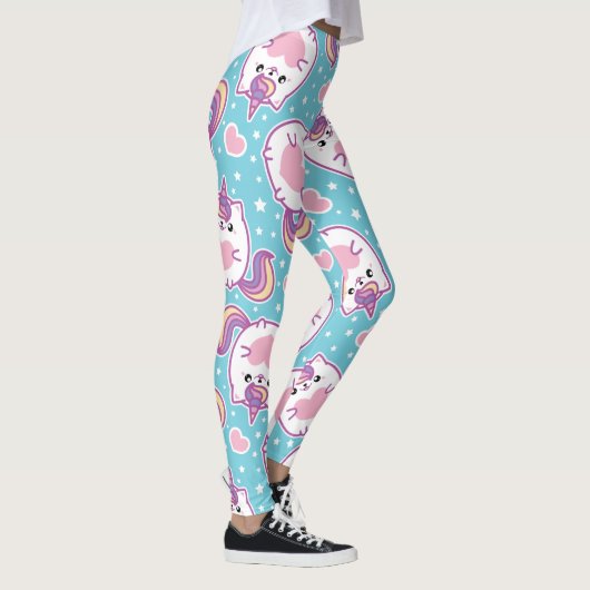Fun Cute Chubby Kitschy Unicorn Kat Leggings (Rechts)