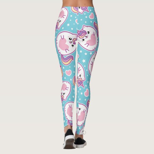 Fun Cute Chubby Kitschy Unicorn Kat Leggings (Achterkant)