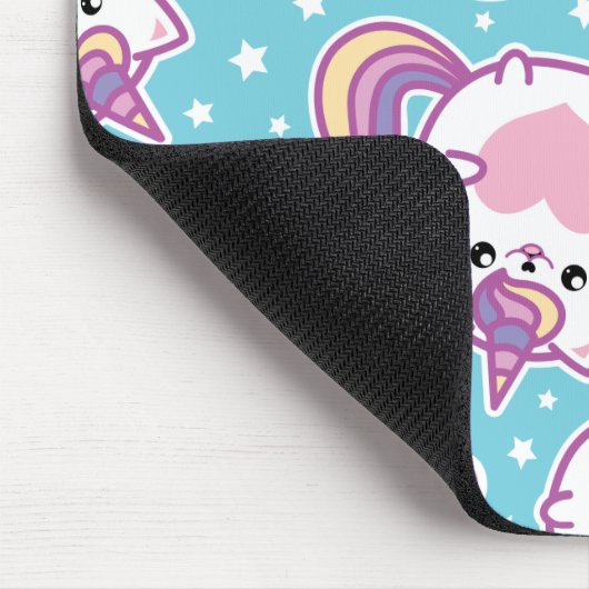Fun Cute Chubby Kitschy Unicorn Kat Muismat (Hoek)