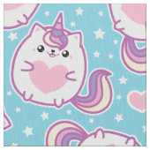 Fun Cute Chubby Kitschy Unicorn Kat Stof (Close Up)