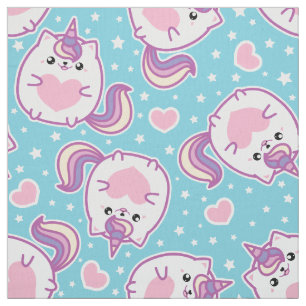 Fun Cute Chubby Kitschy Unicorn Kat Stof
