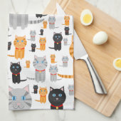 Fun Cute Collage van Oranje, grijze en zwarte katt Theedoek (Quarter Fold)