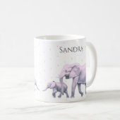 Fun Cute d Pink Elephants Modern Koffiemok (Voorkant rechts)
