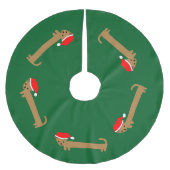 Fun Cute Dachshund Dark Green Kerstmis Kerstboom Rok (Voorkant)