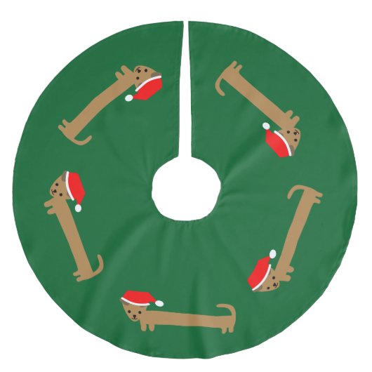 Fun Cute Dachshund Dark Green Kerstmis Kerstboom Rok (Voorkant)
