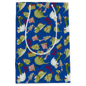 Fun Cute Dinosaurs Cadeaus Tree Patroon kerst Medium Cadeauzakje (Voorkant)