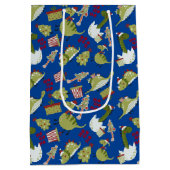Fun Cute Dinosaurs Cadeaus Tree Patroon kerst Medium Cadeauzakje (Achterkant)