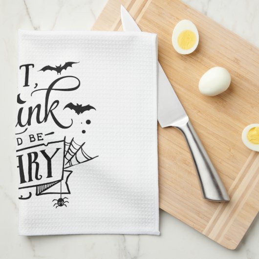 Fun Cute Eat Drink is eng Bat Halloween Theedoek (Quarter Fold)