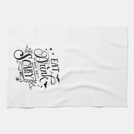 Fun Cute Eat Drink is eng Bat Halloween Theedoek (Horizontaal)