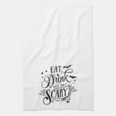 Fun Cute Eat Drink is eng Bat Halloween Theedoek (Verticaal)