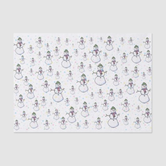 Fun, Cute en CO-lovende Snowmen en Snowflakes Tissuepapier (Voorkant)