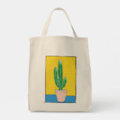 Fun, cute euphorbia cactus drawing, your name tote bag (Achterkant)