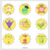 Fun Cute Fruit & Food Teacher Reward Stickers (Vel)