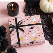 Fun Cute Ghost bat pumpkin & Spider Web Halloween Cadeaupapier