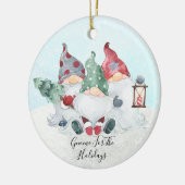 Fun Cute Gnome voor de Feestdagen Kerstmis Keramisch Ornament (Links)