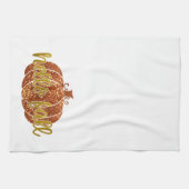 Fun Cute Gold Glitter Hallo Herfst Pumpkin Theedoek (Horizontaal)