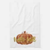 Fun Cute Gold Glitter Hallo Herfst Pumpkin Theedoek (Verticaal)
