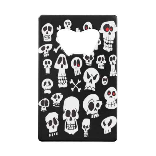Fun Cute Hand Drawn Skulls Creditkaart Flessenopener (Voorkant)