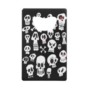 Fun Cute Hand Drawn Skulls Creditkaart Flessenopener